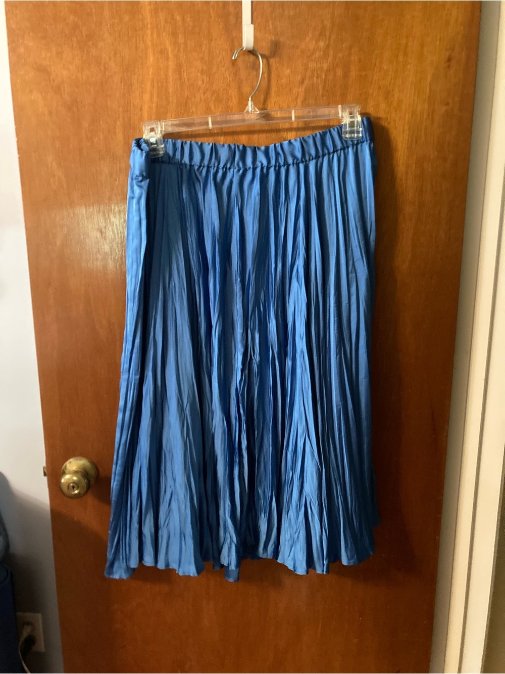J. Jill Blue Pleated Midi Skirt with Elastic Waist